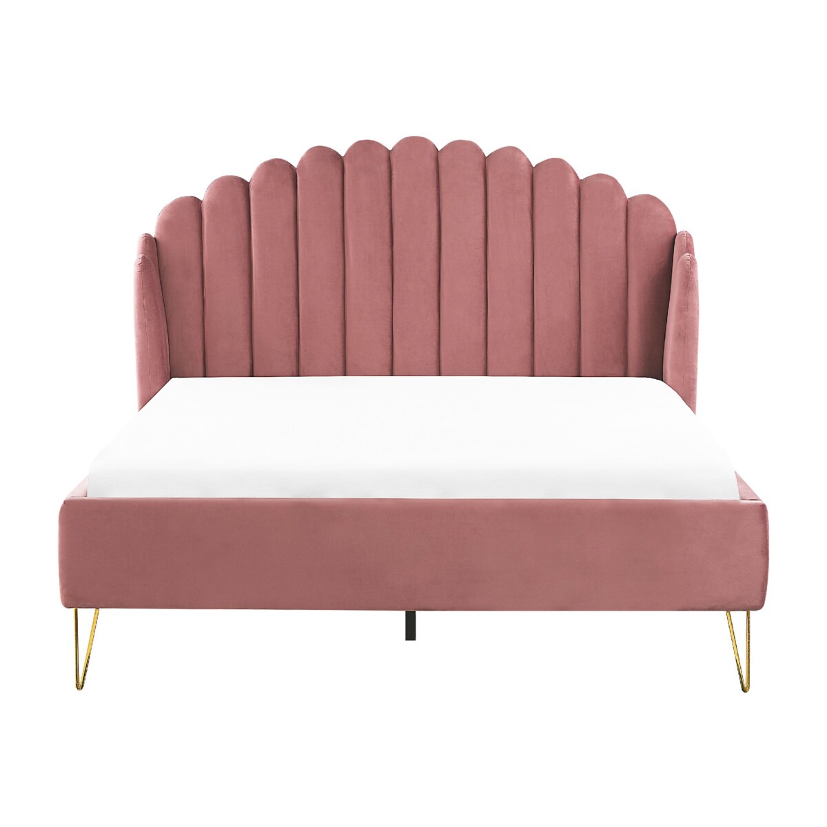Łóżko welurowe 140 x 200 cm różowe AMBILLOU