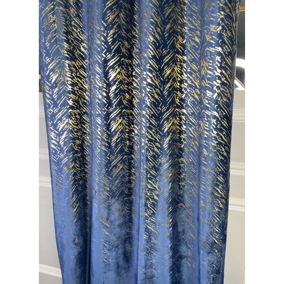 zasłona welurowa "velvet glow" złoty print 140x250 cm granat