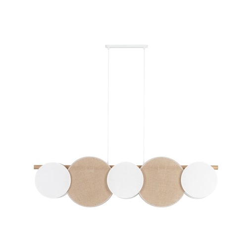 Lampa wisząca TK Lighting PULSE 4815 5xE27 biała brązowa nad stół, wyspę i do salonu, nowoczesna z drewnianymi akcentami