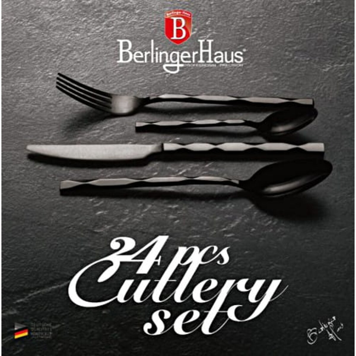 Komplet sztućców 24-elementy czarny połysk Black Royal BerlingerHaus BH-2622