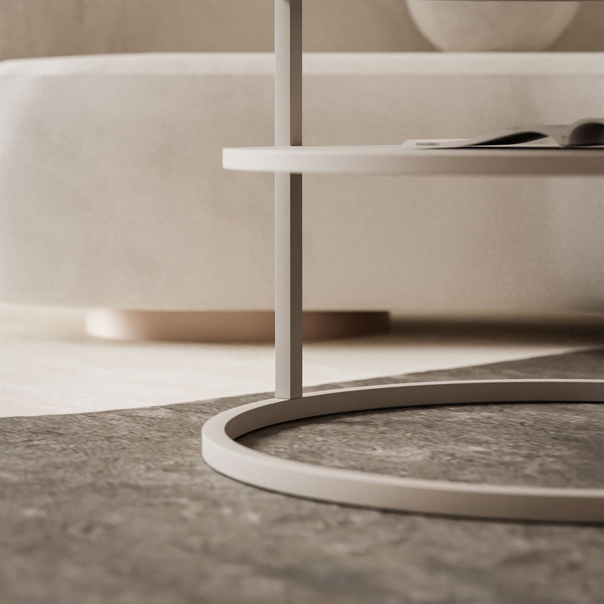 Stolik Kawowy CIRI SLIM z pólką kaszmir biały połysk