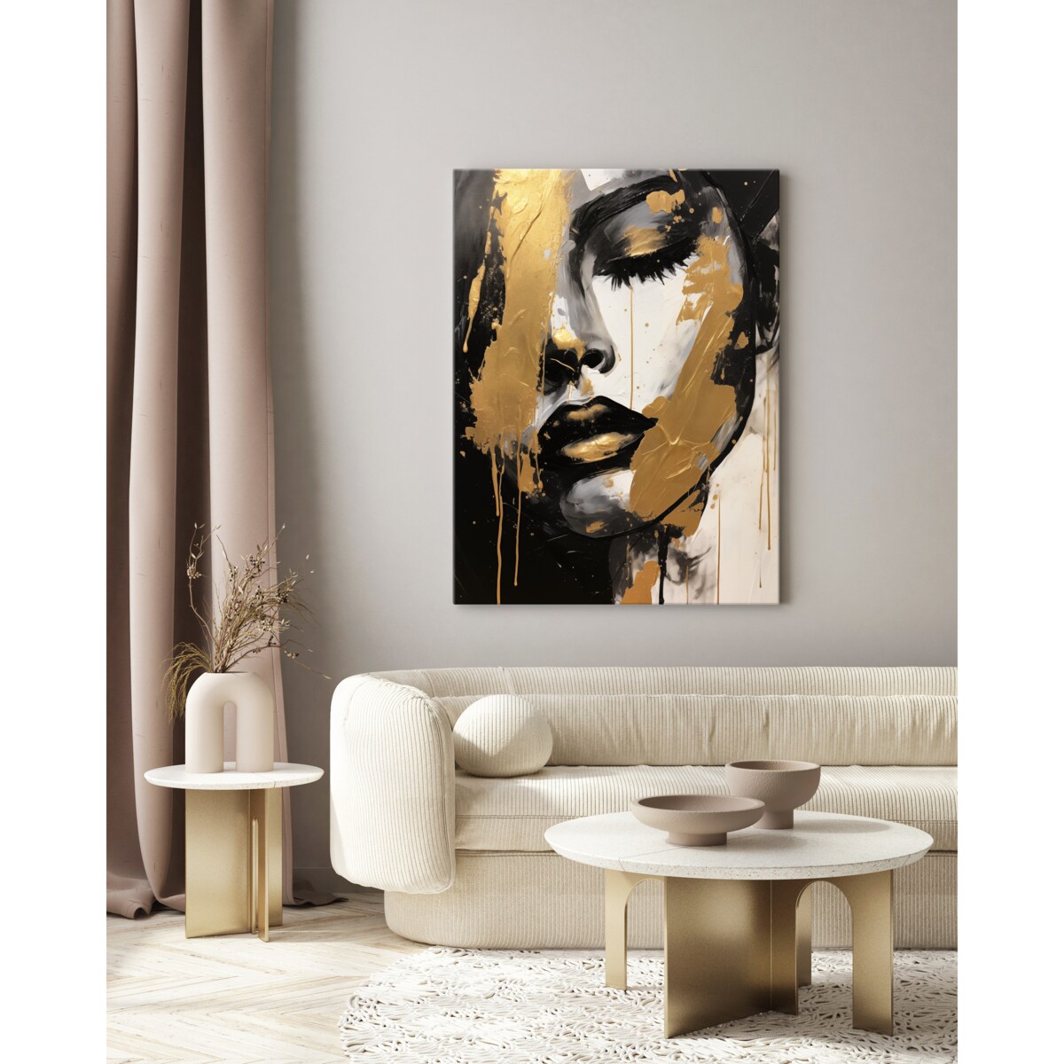 Obraz Do Salonu ZŁOTY Portret Kobieca Twarz Styl Glamour Abstrakcja 70x100cm