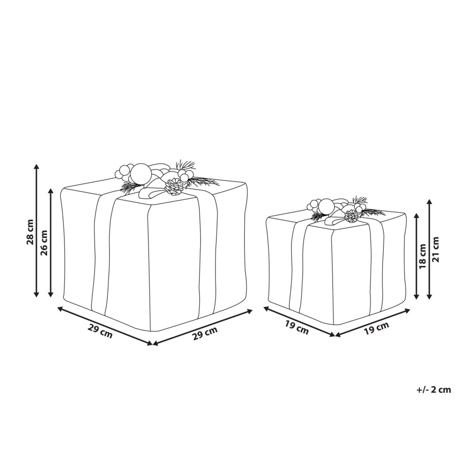 Zestaw 2 ozdobnych prezentów świątecznych rattanowy srebrny INARI