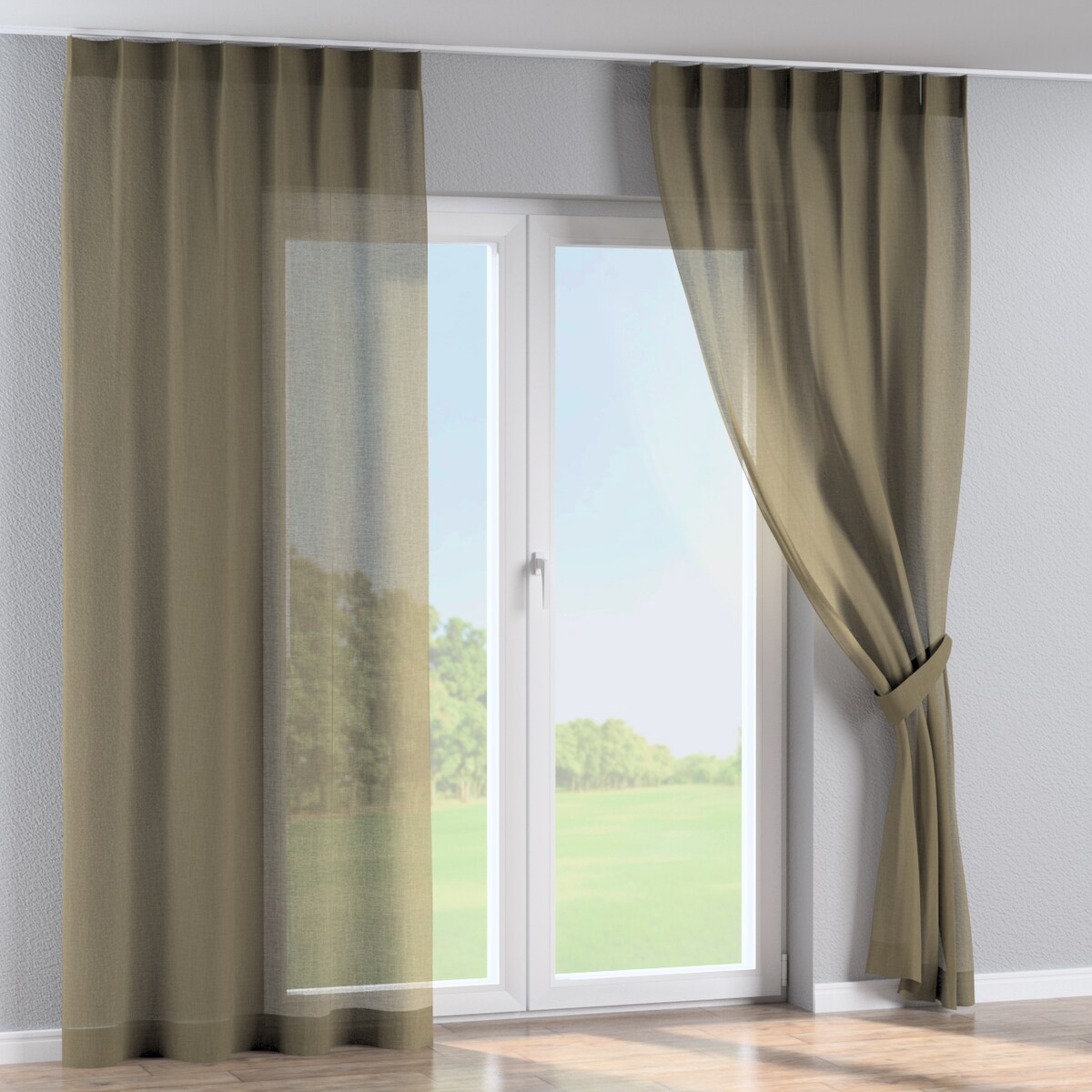 Zasłona na haczykach flex pojedynczych 130x260 khaki