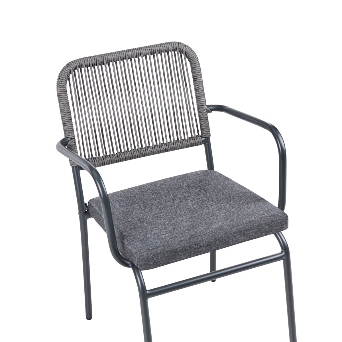 Zestaw 4 krzeseł ogrodowych z poduszkami TACENO Metal Szary