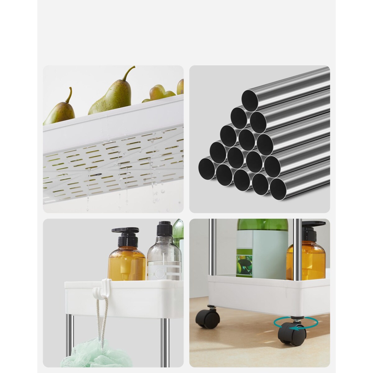 Szafka Na Kółkach 3 Półki Regał Biały