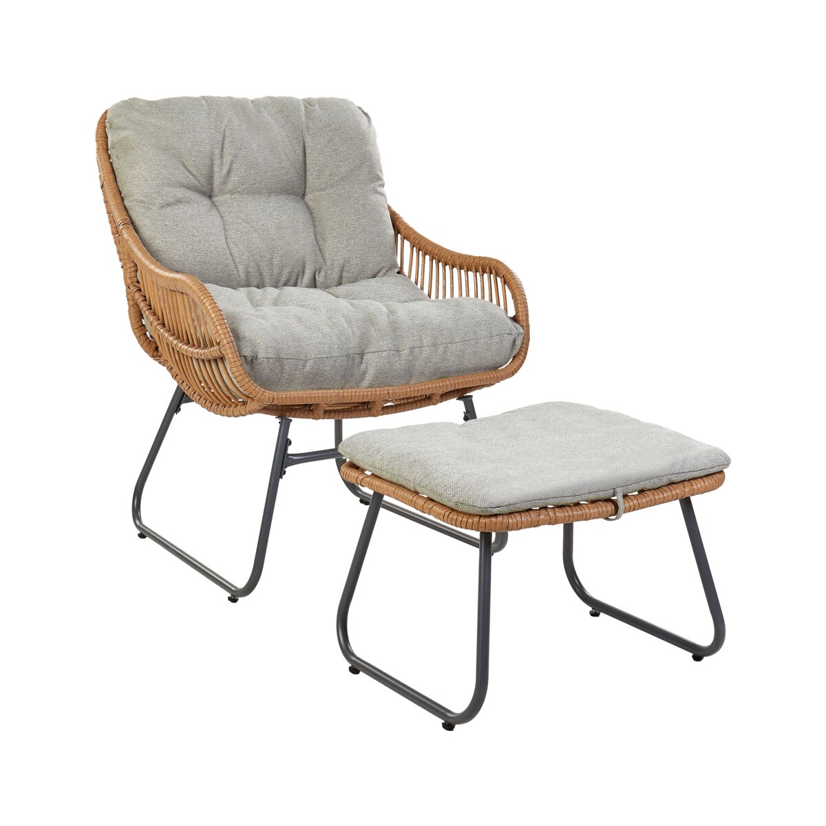 Krzesło ogrodowe z podnóżkiem Polyrattan Naturalny MESTRE