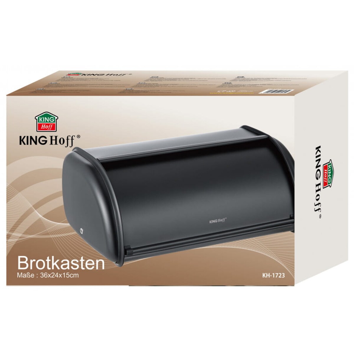 Chlebak stalowy mały 36cm czarny matowy pojemnik na chleb pieczywo bułki KINGHOFF