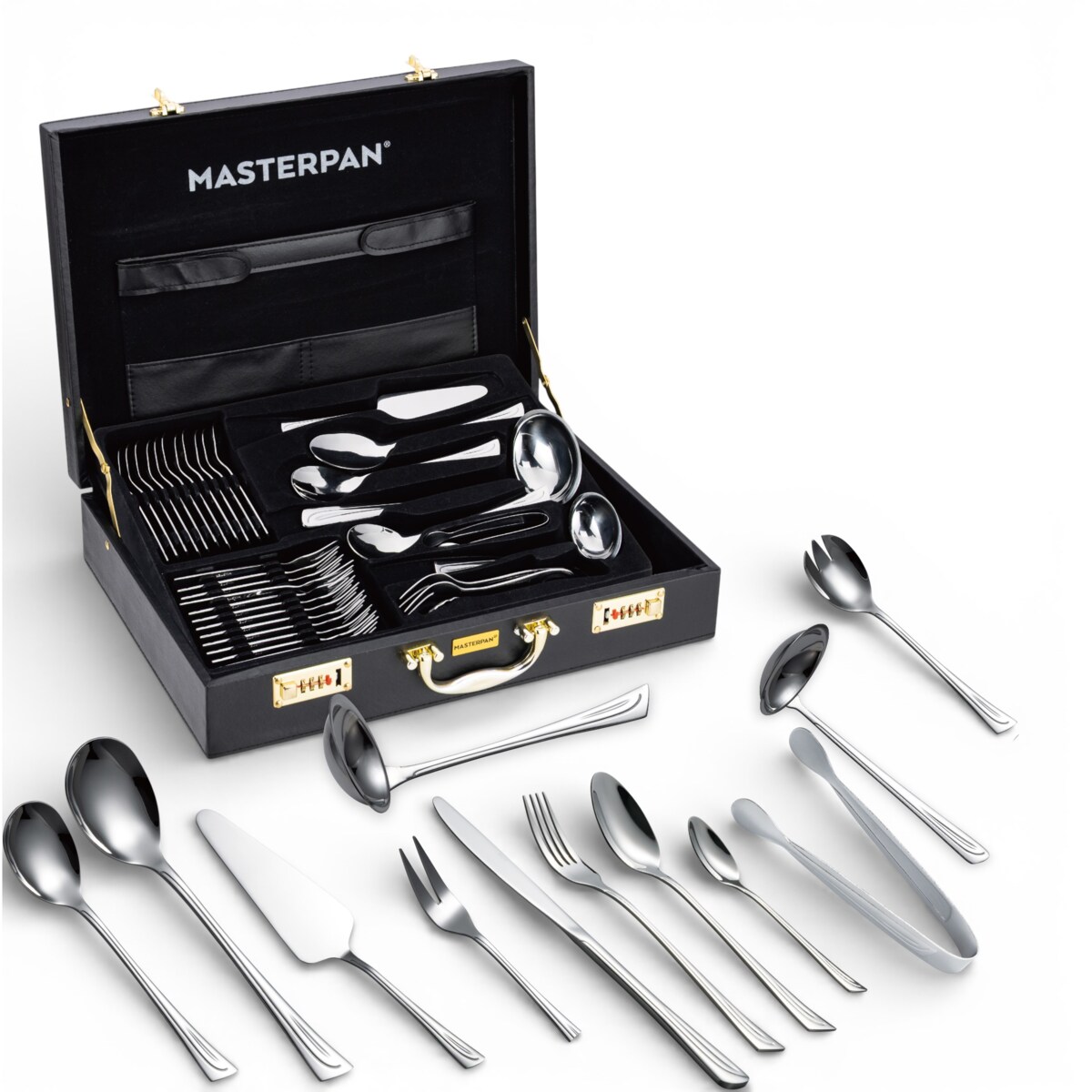 Zestaw sztućców w walizce 72 ELE na 12 osób sztućce komplet MASTERPAN MP-8011