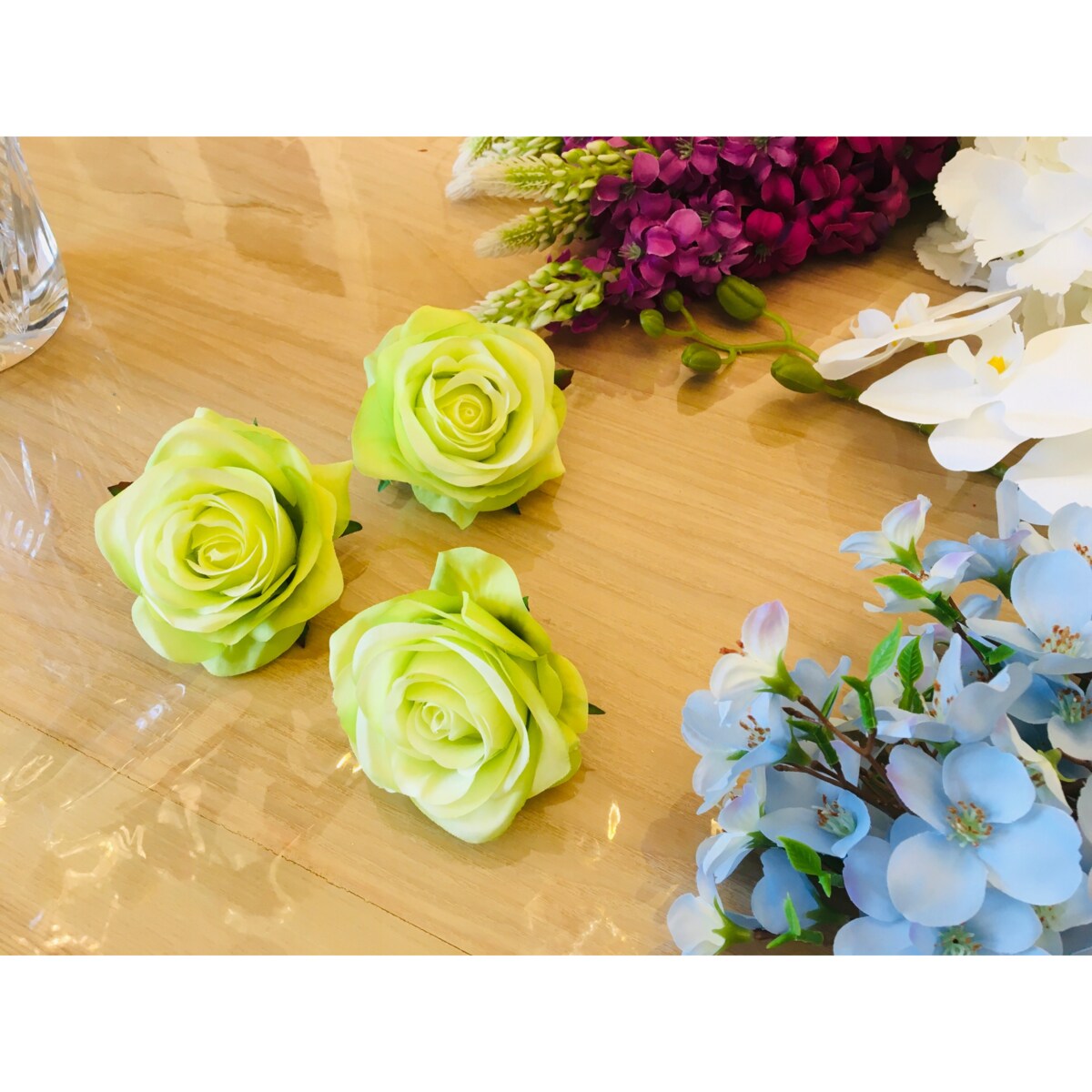 RÓŻA SZTUCZNA główka kwiatowa wyrobowa do STROIKA bukietu dekoracji ZIELONA