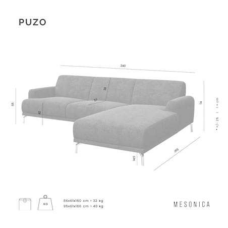 Sofa narożna Puzo - ciemnogranatowa