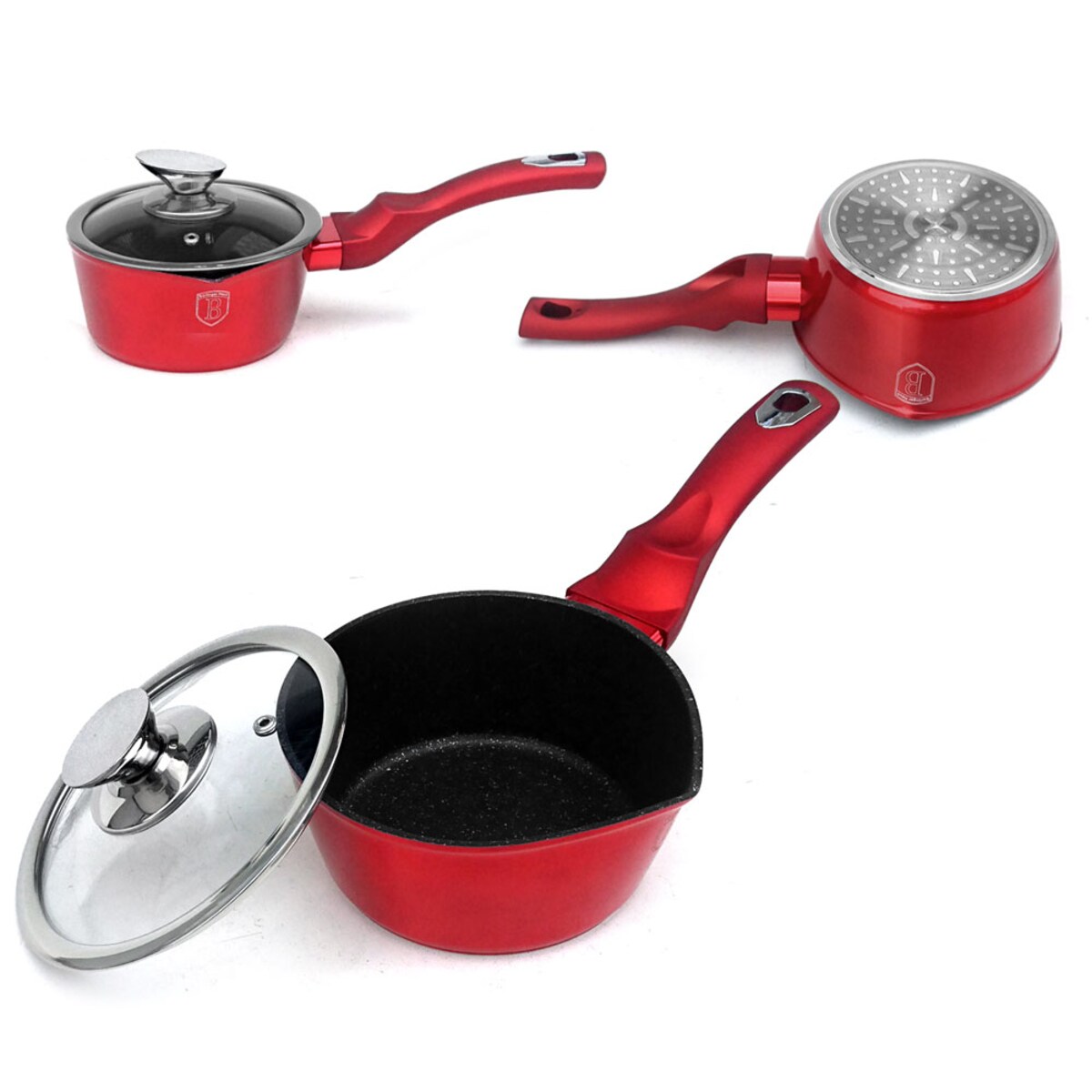 Zestaw 15 elementów garnki, patelnie, akcesoria Metallic Line Burgundy Berlinger Haus BH-1226