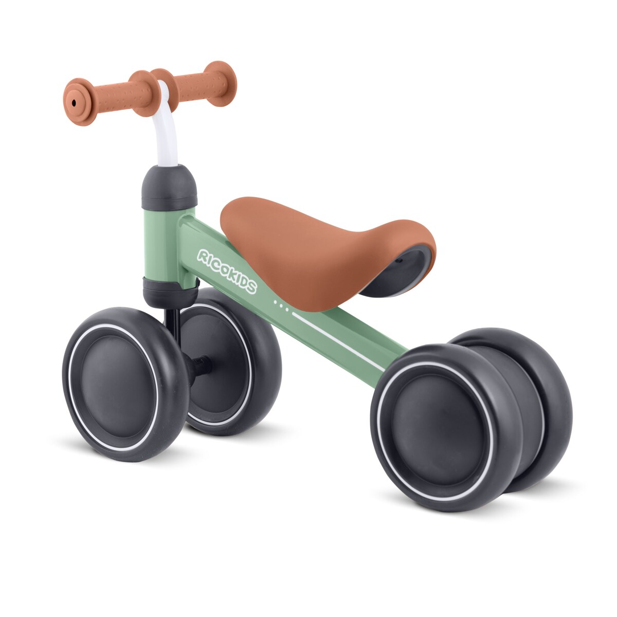 Rowerek biegowy trójkołowy jeździk dla dzieci lekki Ricokids zielono-brązowy