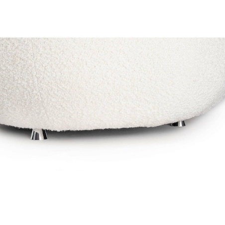 Biały fotel wypoczynkowy KH1301100130 Low Teddy okrągły do salonu, King Home