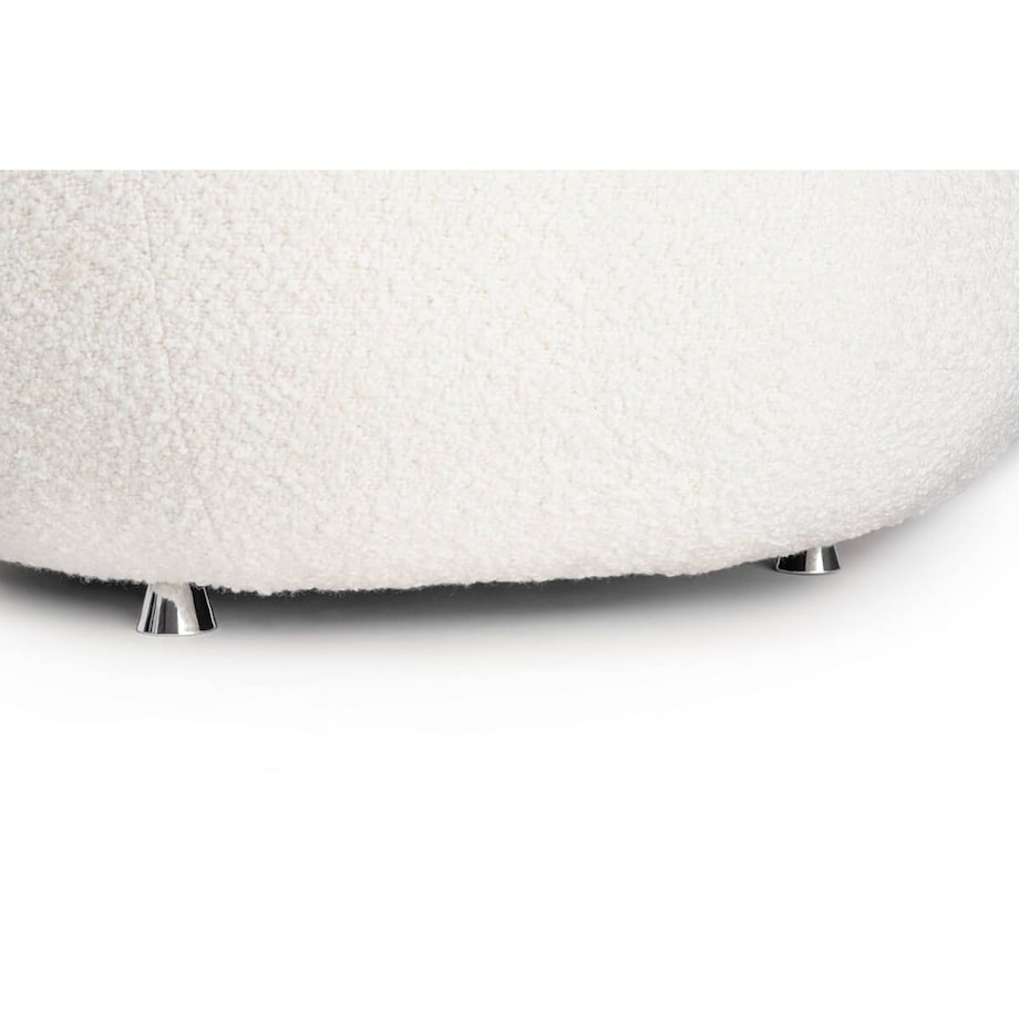 Biały fotel wypoczynkowy KH1301100130 Low Teddy okrągły do salonu, King Home