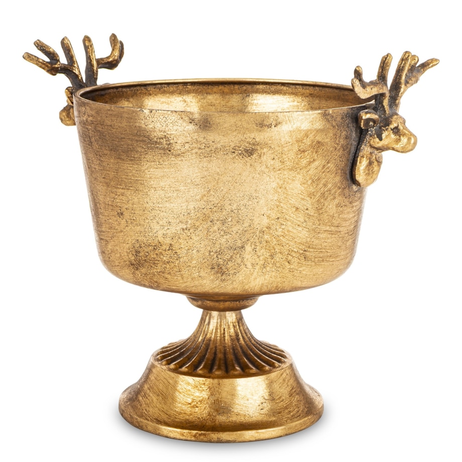 Osłonka metalowa złota 22,5x25x18 cm na podstawce ANTICO small