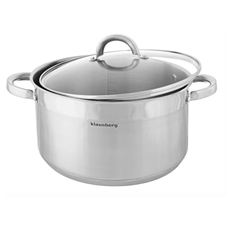 Garnek stalowy z pokrywką indukcja gaz 6.0L 24cm KLAUSBERG
