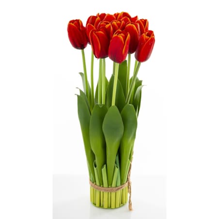 Dekoracja - bukiet sztucznych kwiatów 38x16x16 cm TULIPANY czerwone