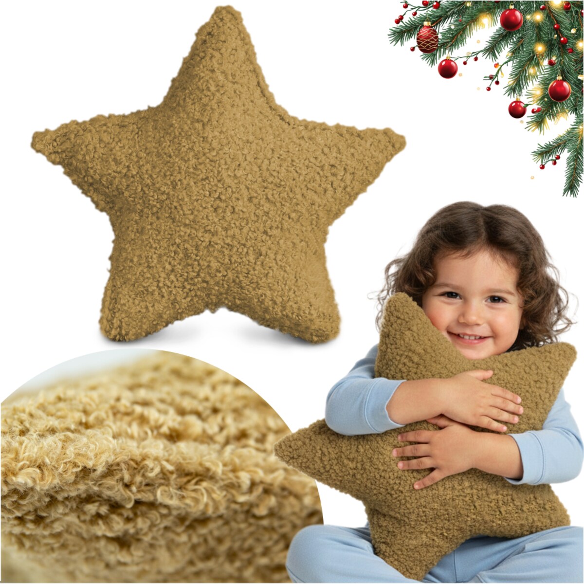 Poduszka Dekoracyjna Świąteczna Gwiazdka 43 Cm Baranek Dekoracja Świąteczna Ozdoba