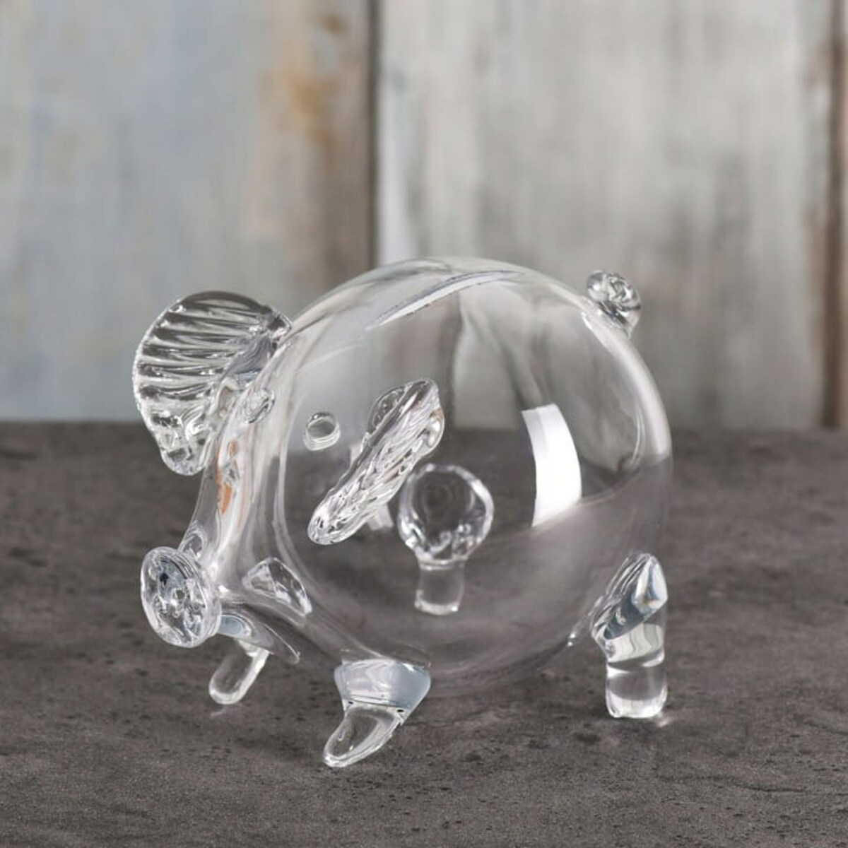 Szklana świnka skarbonka KROSNO przezroczysta gładka do rozbicia