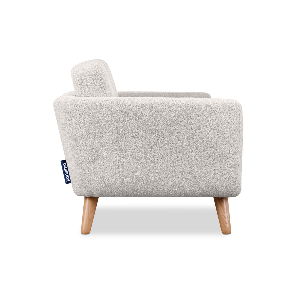 KONSIMO TAGIO Biały skandynawski fotel z tkaniny jagnięcej