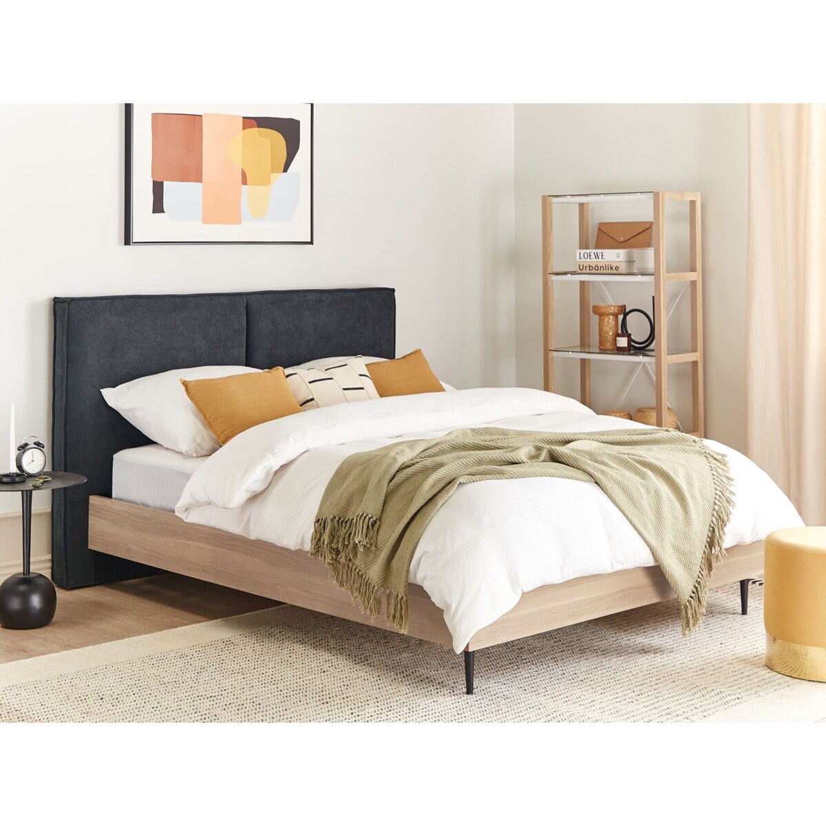 Łóżko tapicerowane 140 x 200 cm szare IZERNORE