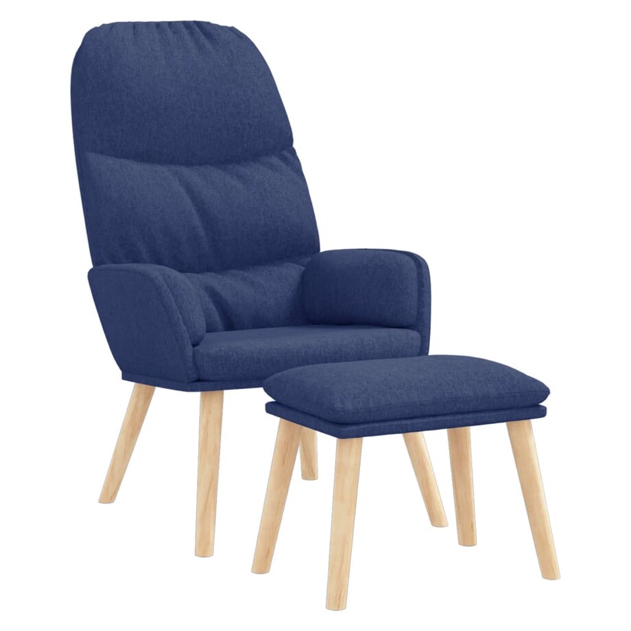 vidaXL Fotel z podnóżkiem, niebieski, obity tkaniną