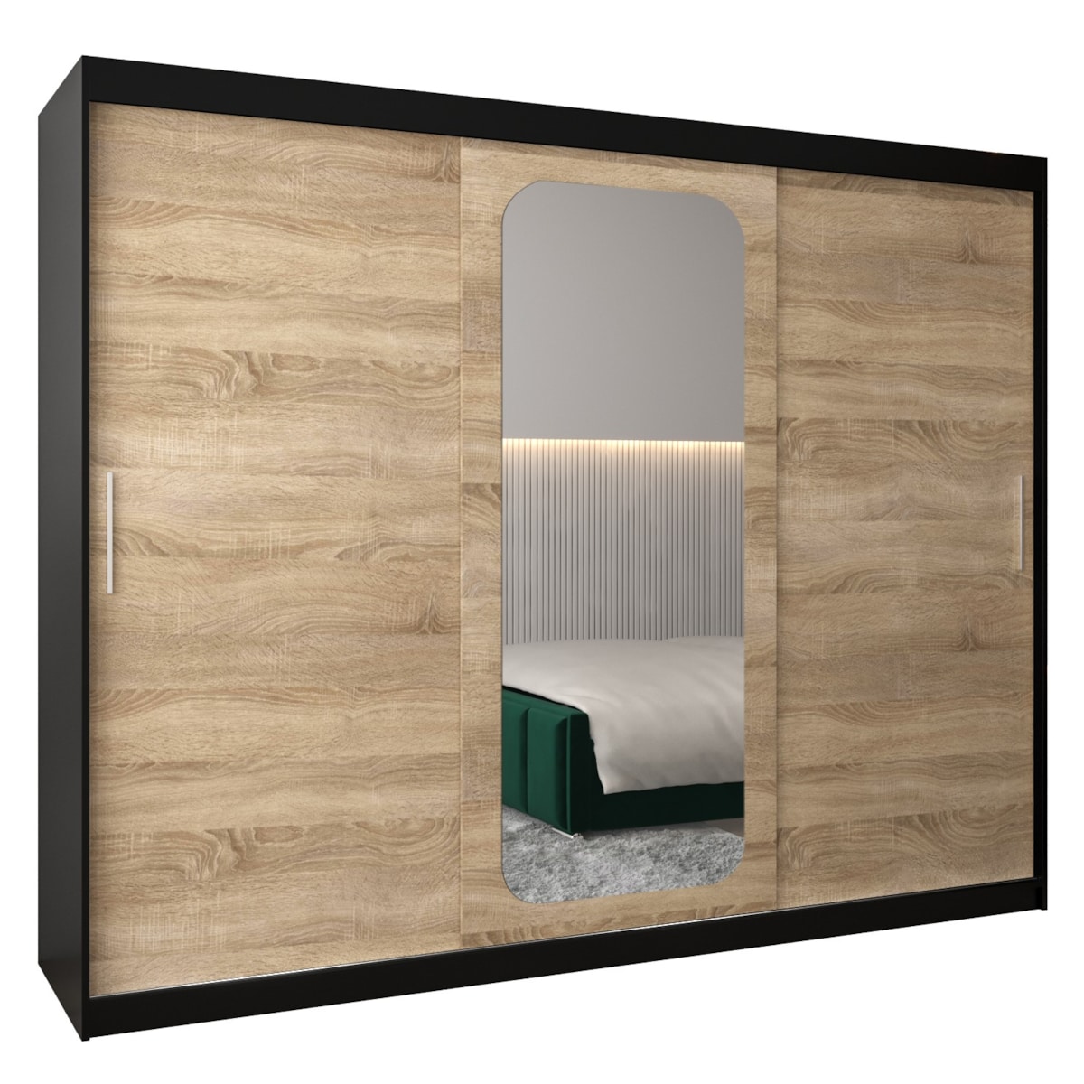 Szafa przesuwna Garderoba PROMO T2 250 czarny/sonoma