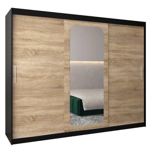 Szafa przesuwna Garderoba PROMO T2 250 czarny/sonoma