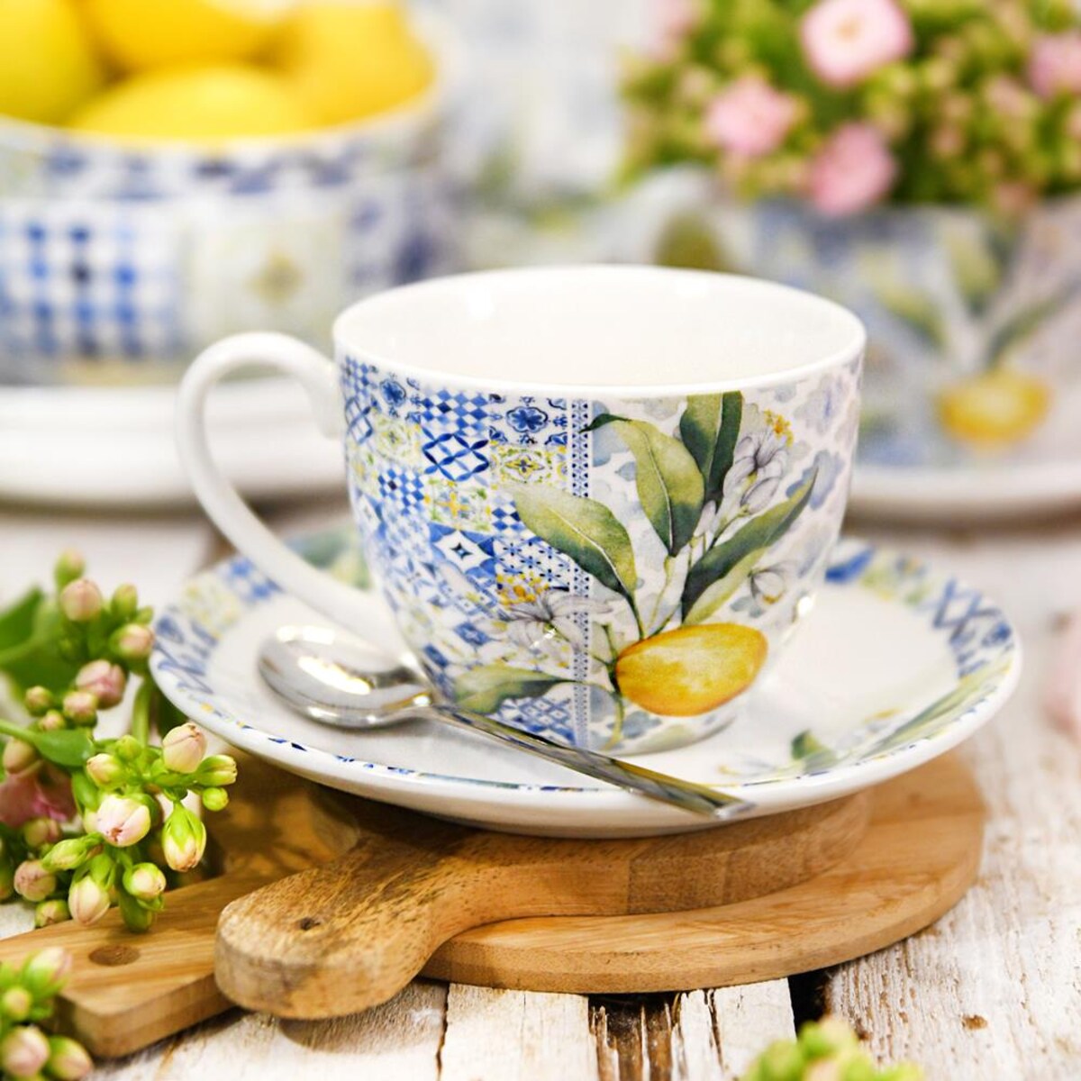 VILLA ITALIA Filiżanka ze spodkiem porcelanowa 240 ml LIMONETTI