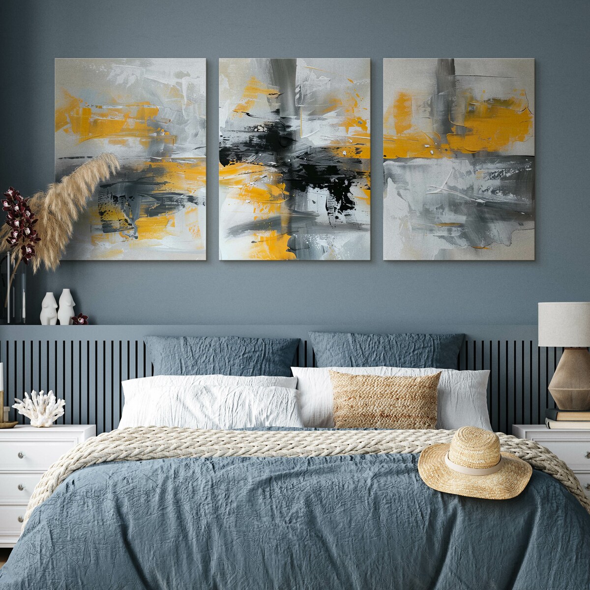 3x Obraz Do Salonu Set Abstrakcja Imitacja Farby Styl Nowoczesny 30x40cm