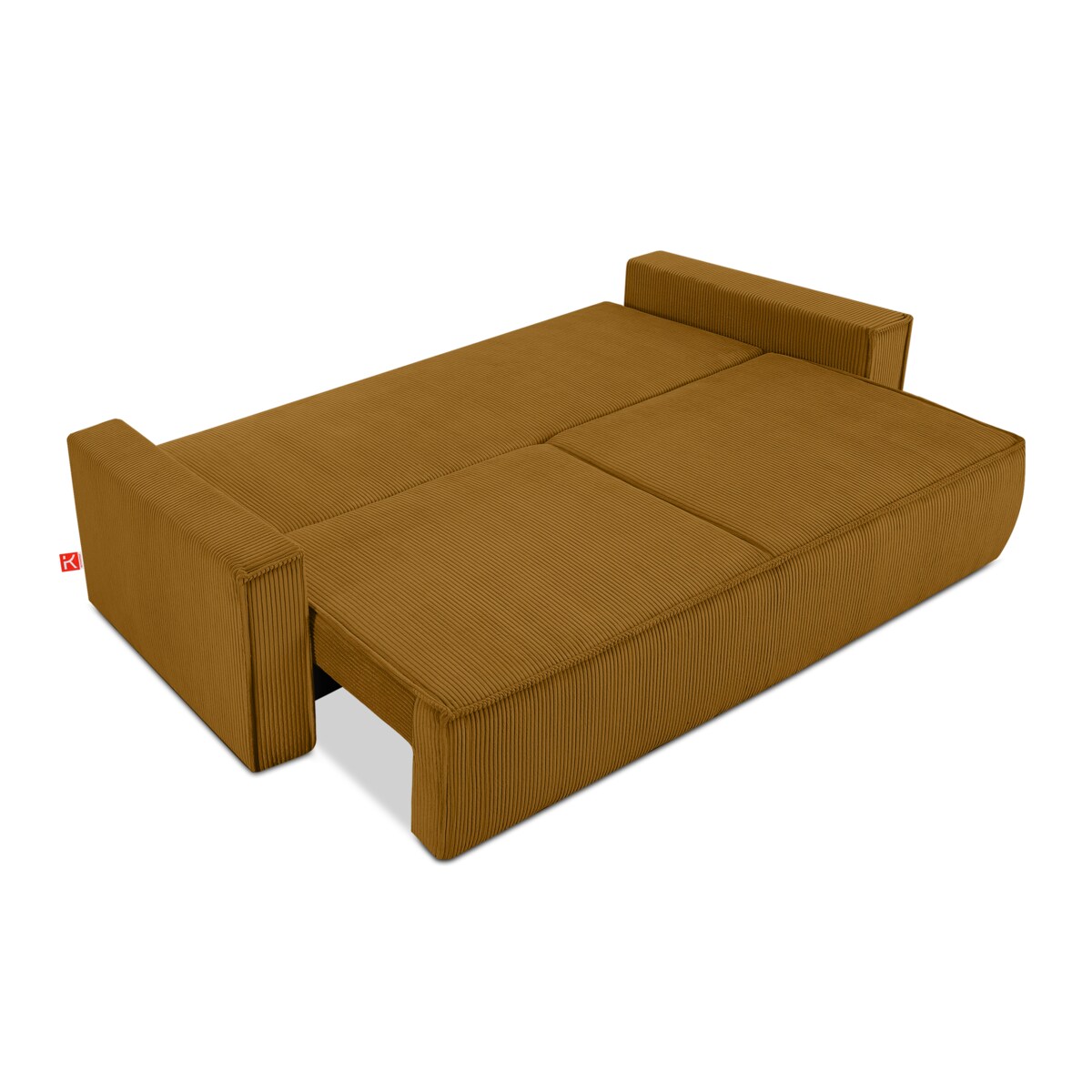 KONSIMO NAPI Sofa rozkładana 3-osobowa, sztruks żółty