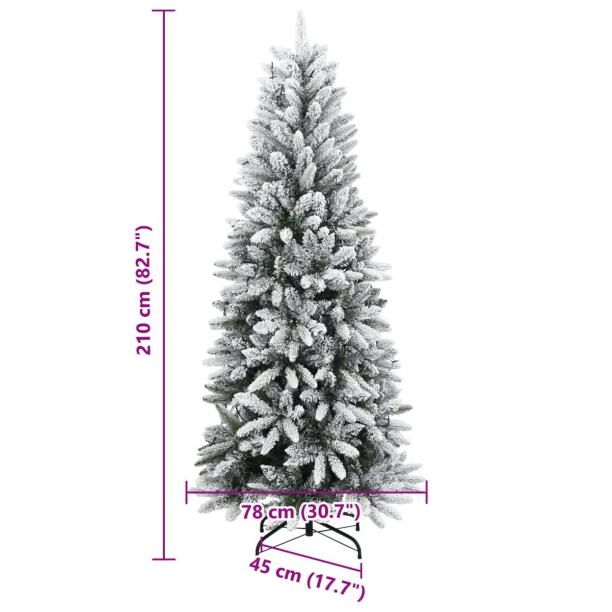 vidaXL Sztuczna choinka, ośnieżona, 300 lampek LED, 210 cm