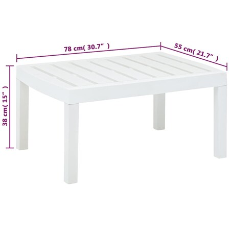 vidaXL Stolik ogrodowy, biały, 78x55x38 cm, plastikowy