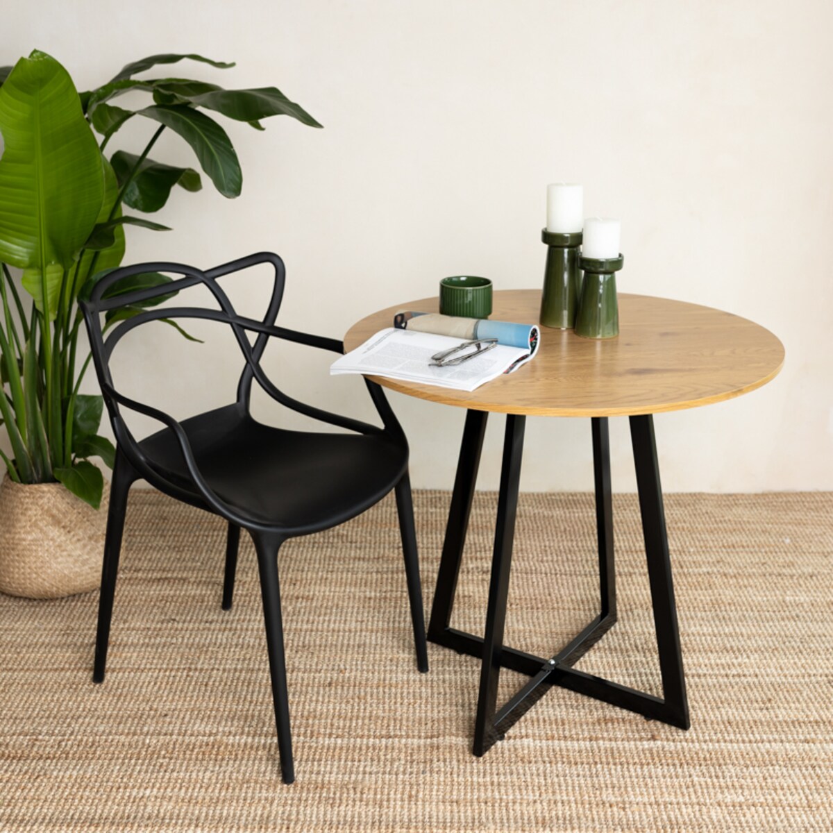 Stół okrągły 80 cm do salonu jadalni nowoczesny loftowy kolor drewna