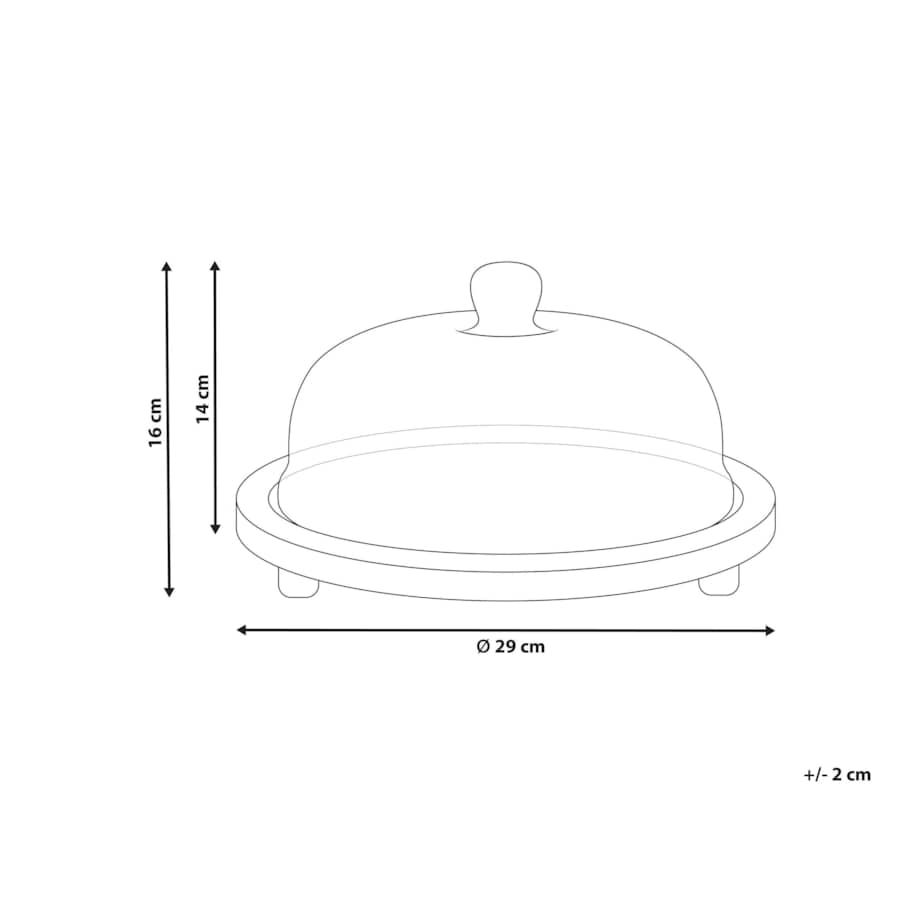 Patera ze szklanym kloszem drewno mango jasne DENDERA