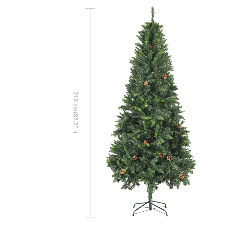 vidaXL Sztuczna choinka z szyszkami, zielona, 210 cm