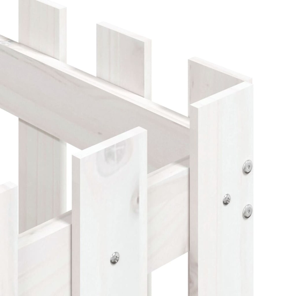 vidaXL Donica ogrodowa z płotkiem, biała, 60x60x60 cm, drewno sosnowe