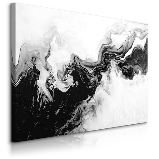 Obraz Do Sypialni Czarno-Biały Marmur Abstrakcja Nowoczesny Styl 70x50cm