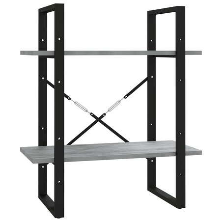 vidaXL Regał na książki z 2 półkami, szary dąb sonoma, 60x30x70 cm