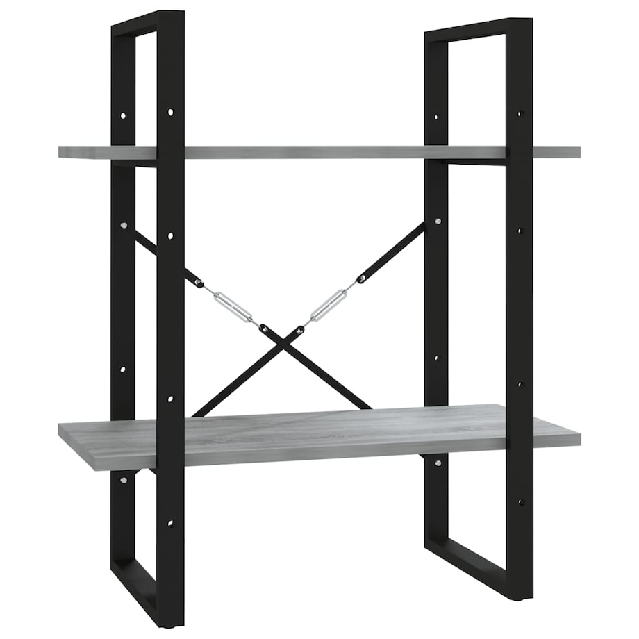 vidaXL Regał na książki z 2 półkami, szary dąb sonoma, 60x30x70 cm