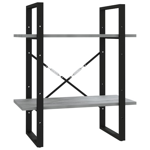 vidaXL Regał na książki z 2 półkami, szary dąb sonoma, 60x30x70 cm