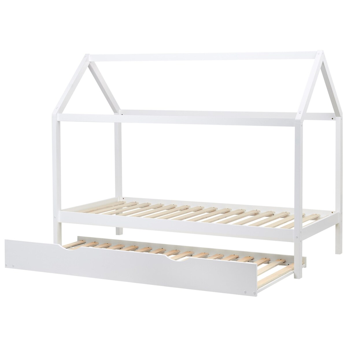 Łóżko wysuwane Drewno sosnowe CRILLON 90 x 200 cm Biały