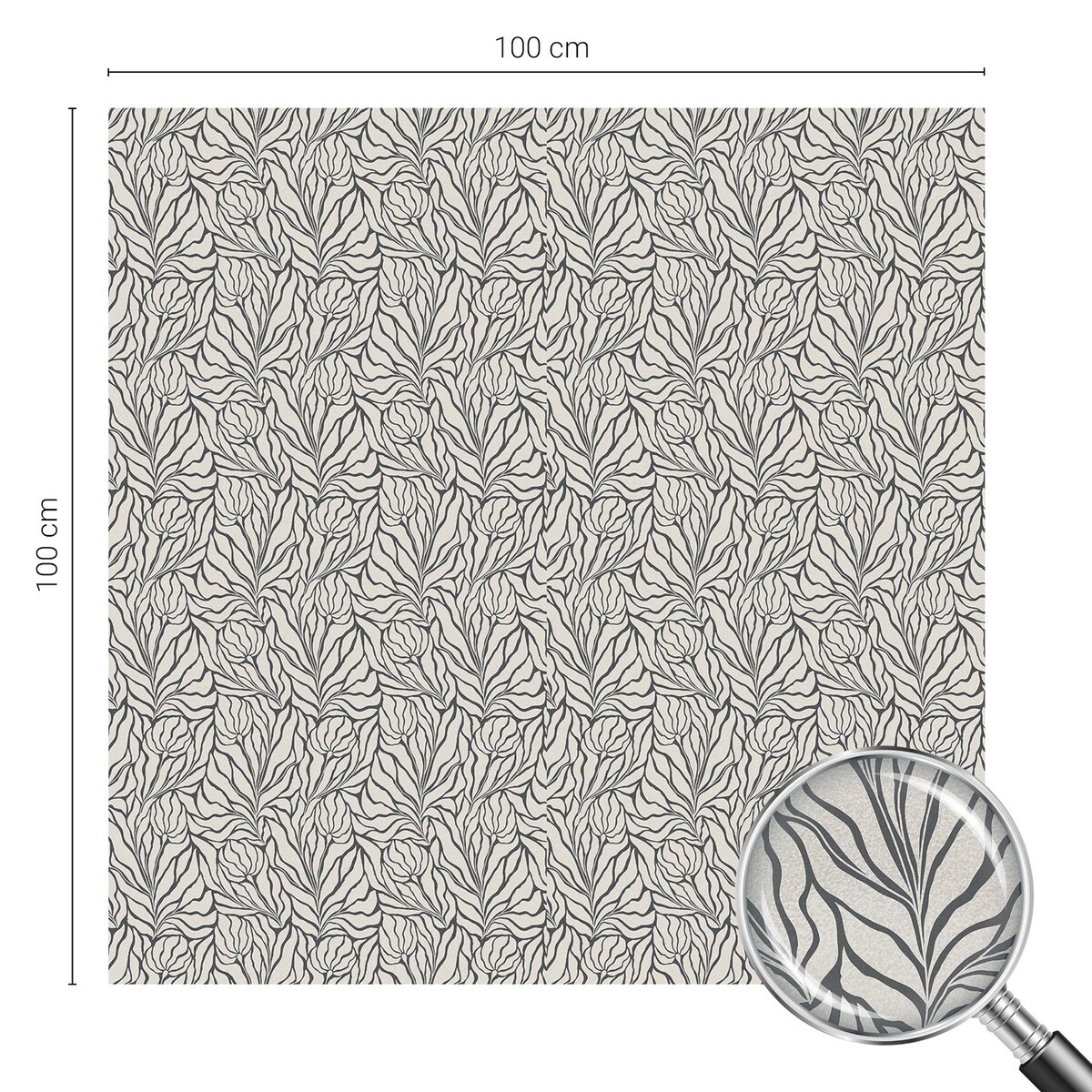 Folia na okno dekoracyjna - Roślinny wzór klasyczna symetria - 100x100 cm