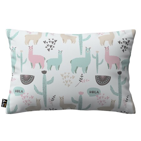 Poszewka Milly prostokątna 60x40 pastelowe lamy na jasnoszarym tle
