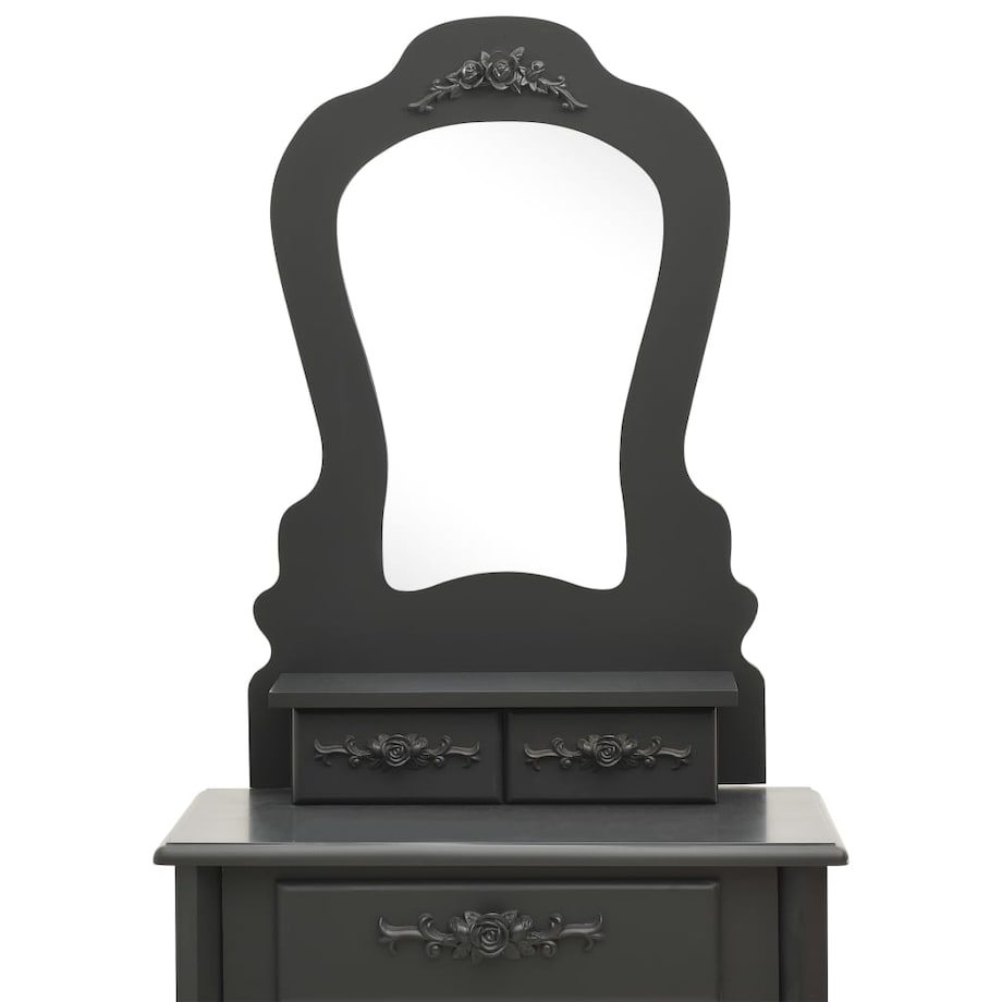 vidaXL Toaletka ze stołkiem, szara, 50x59x136 cm, drewno paulowni