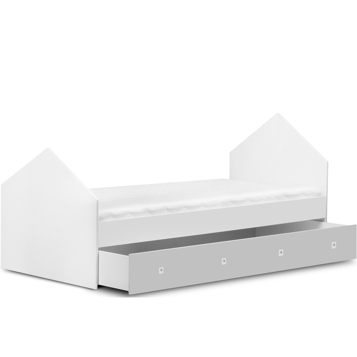 KONSIMO MIRUM Szare łóżko w kształcie domku