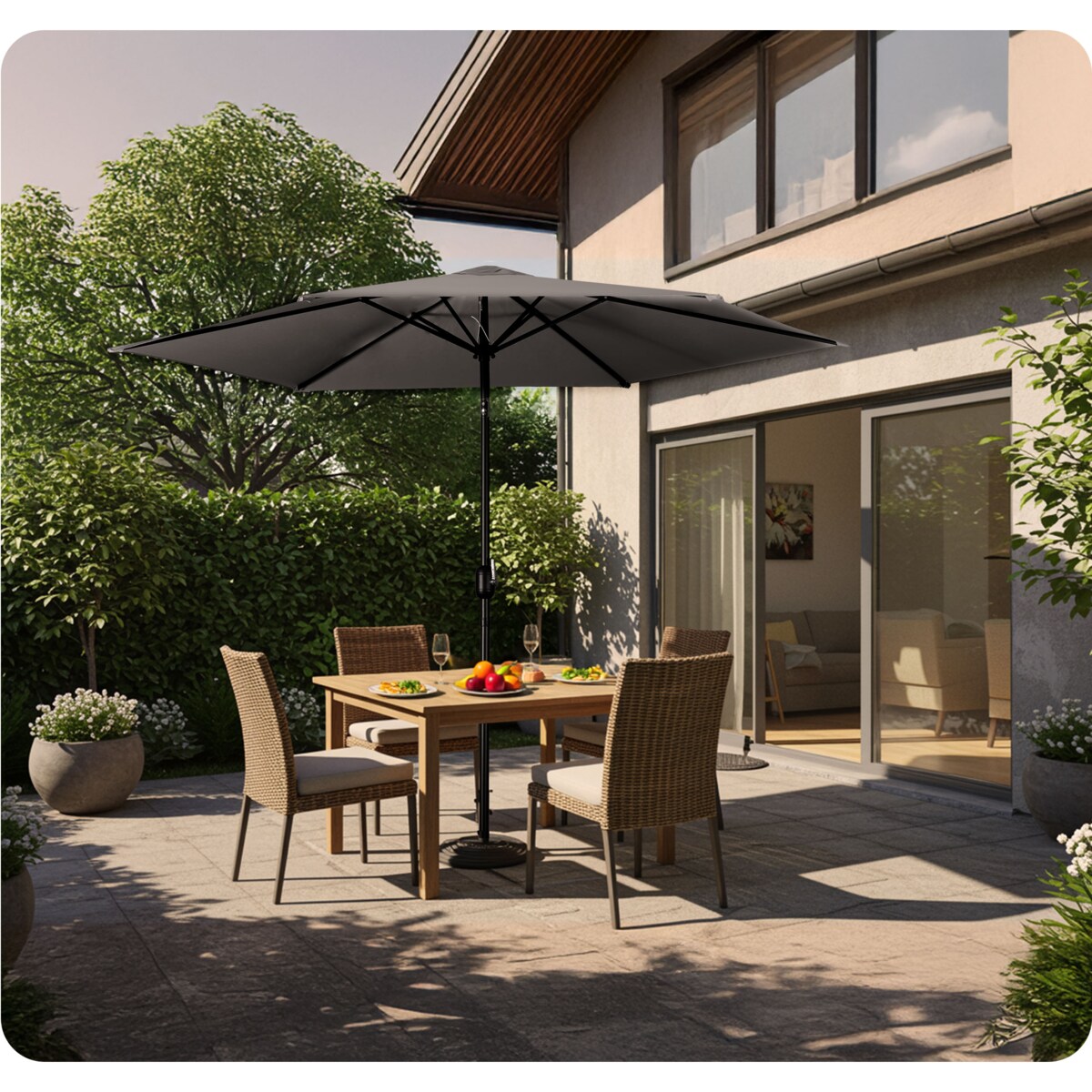 Duży parasol ogrodowy 300cm balkonowy składany + pokrowiec Plonos