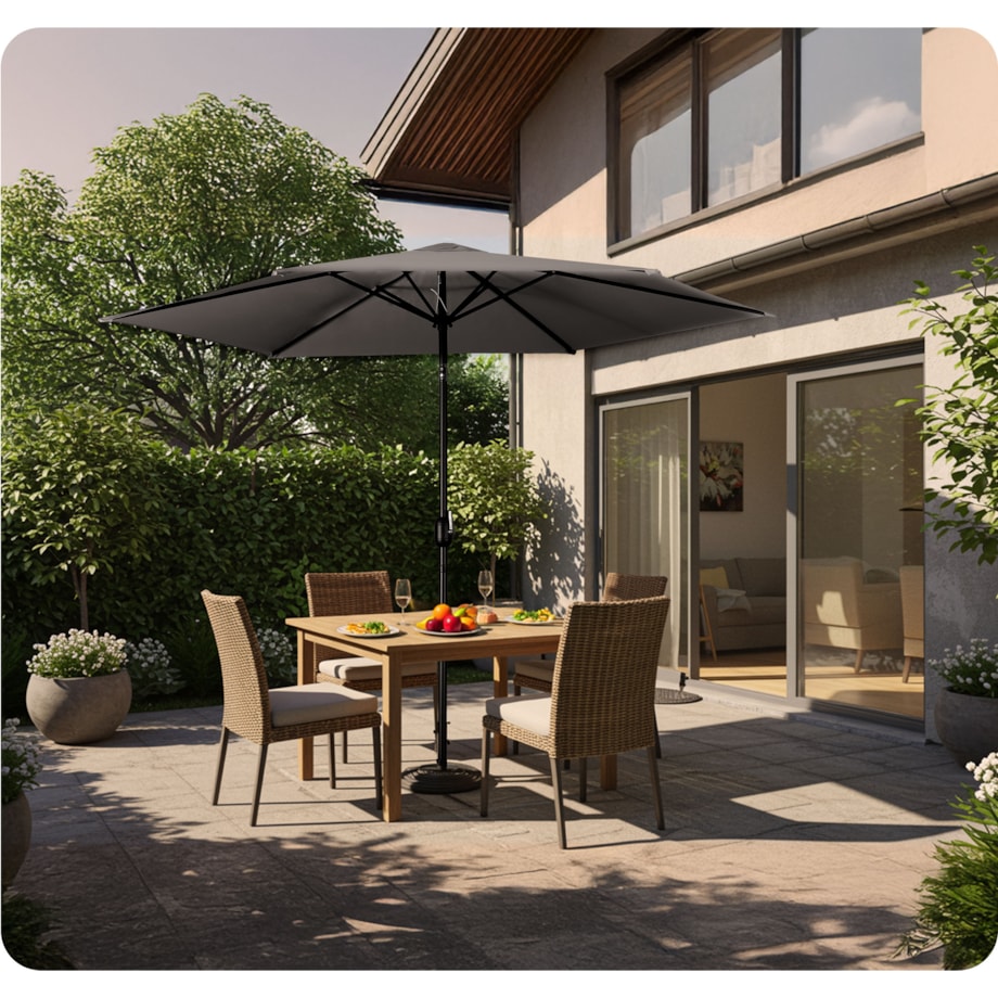 Duży parasol ogrodowy 300cm balkonowy składany + pokrowiec Plonos