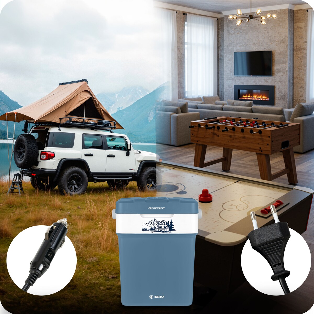 Lodówka turystyczna samochodowa 12V/230V USB funkcja grzania 29l Berdsen